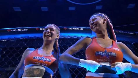 TV viewers stunned as giggling MMA fighters flash crowd before。